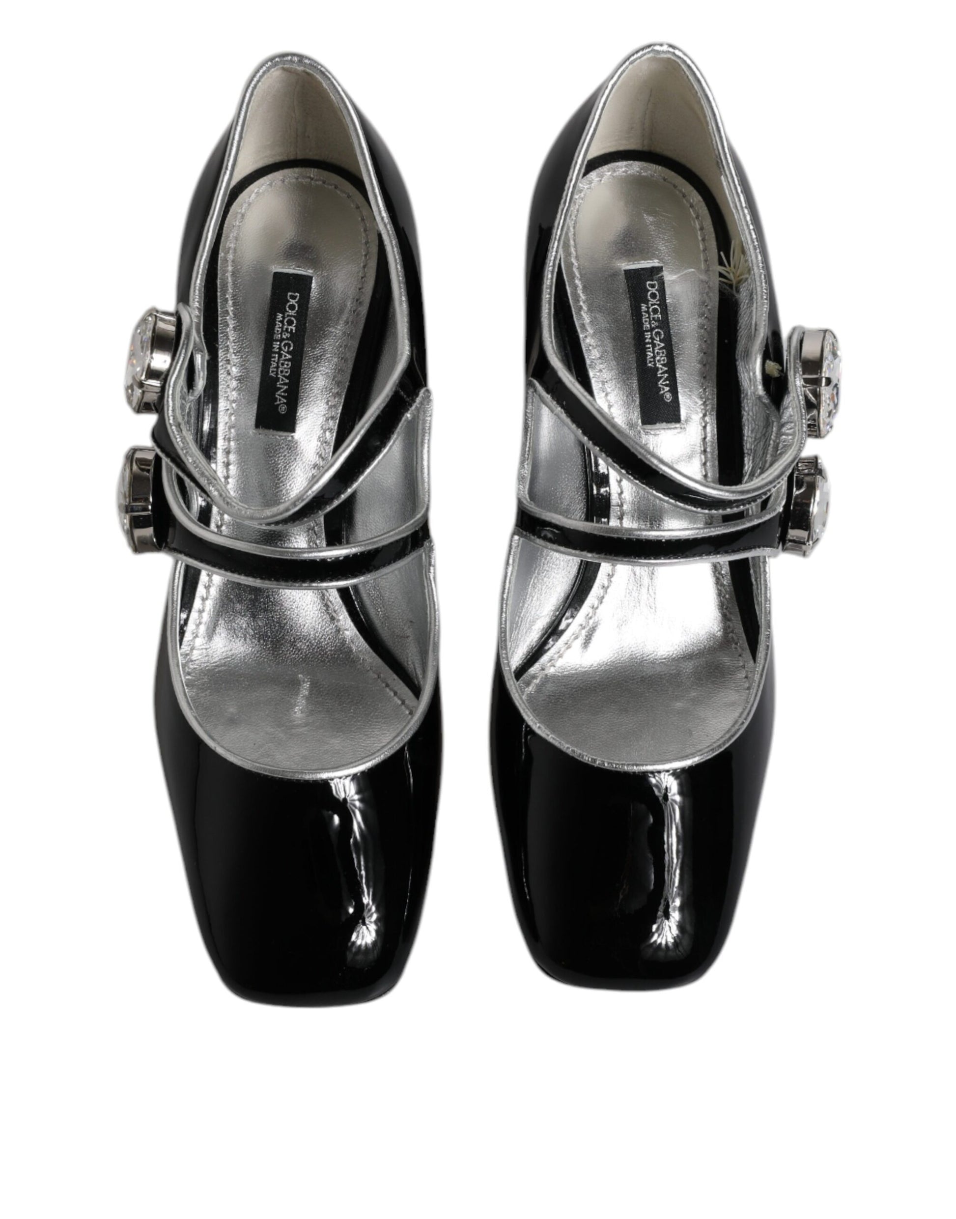 Dolce & Gabbana Black Patent Leather Crystal Mary Jane Pumps Shoes Curated Luxury Accessories by Orvyn