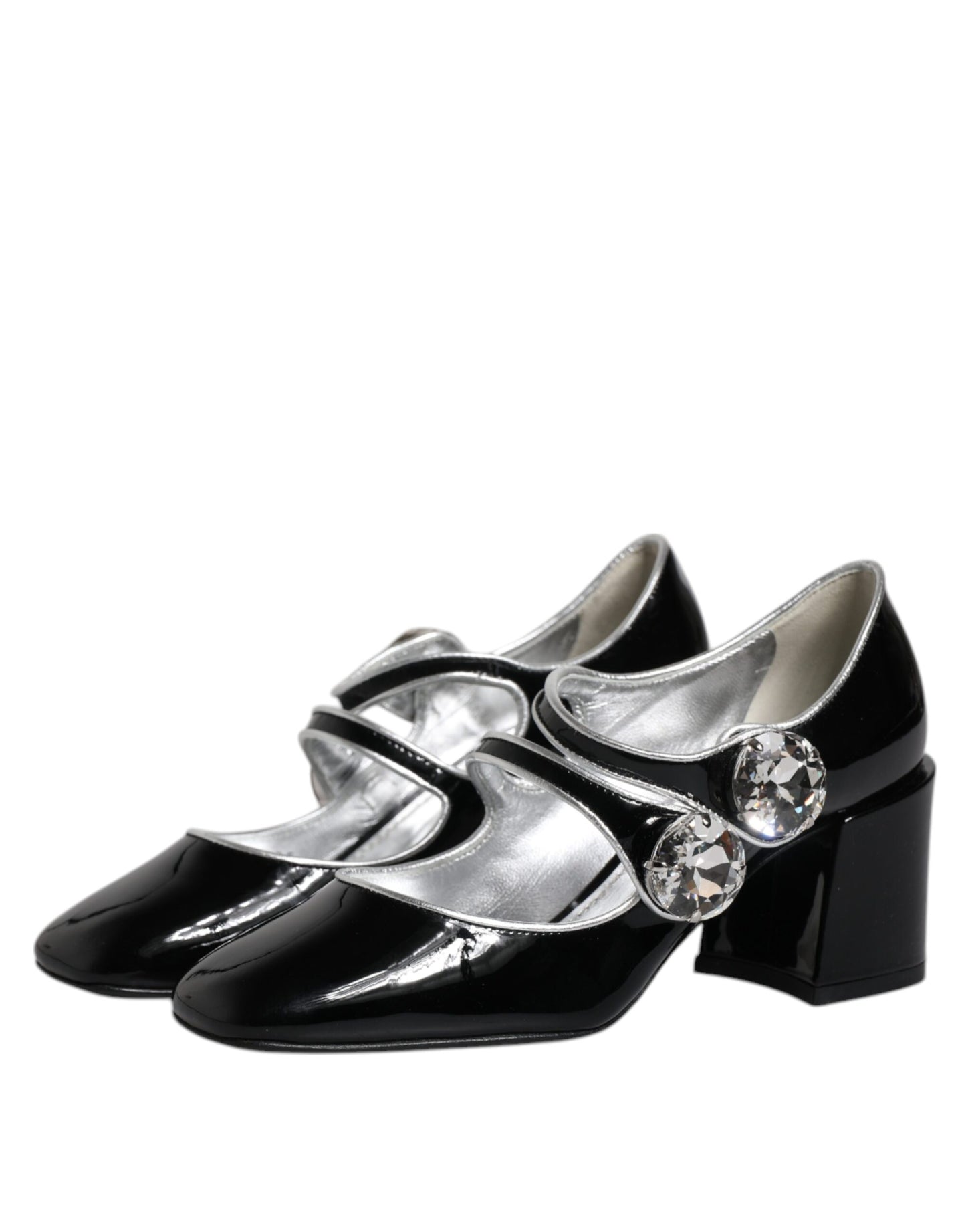 Dolce & Gabbana Black Patent Leather Crystal Mary Jane Pumps Shoes Curated Luxury Accessories by Orvyn
