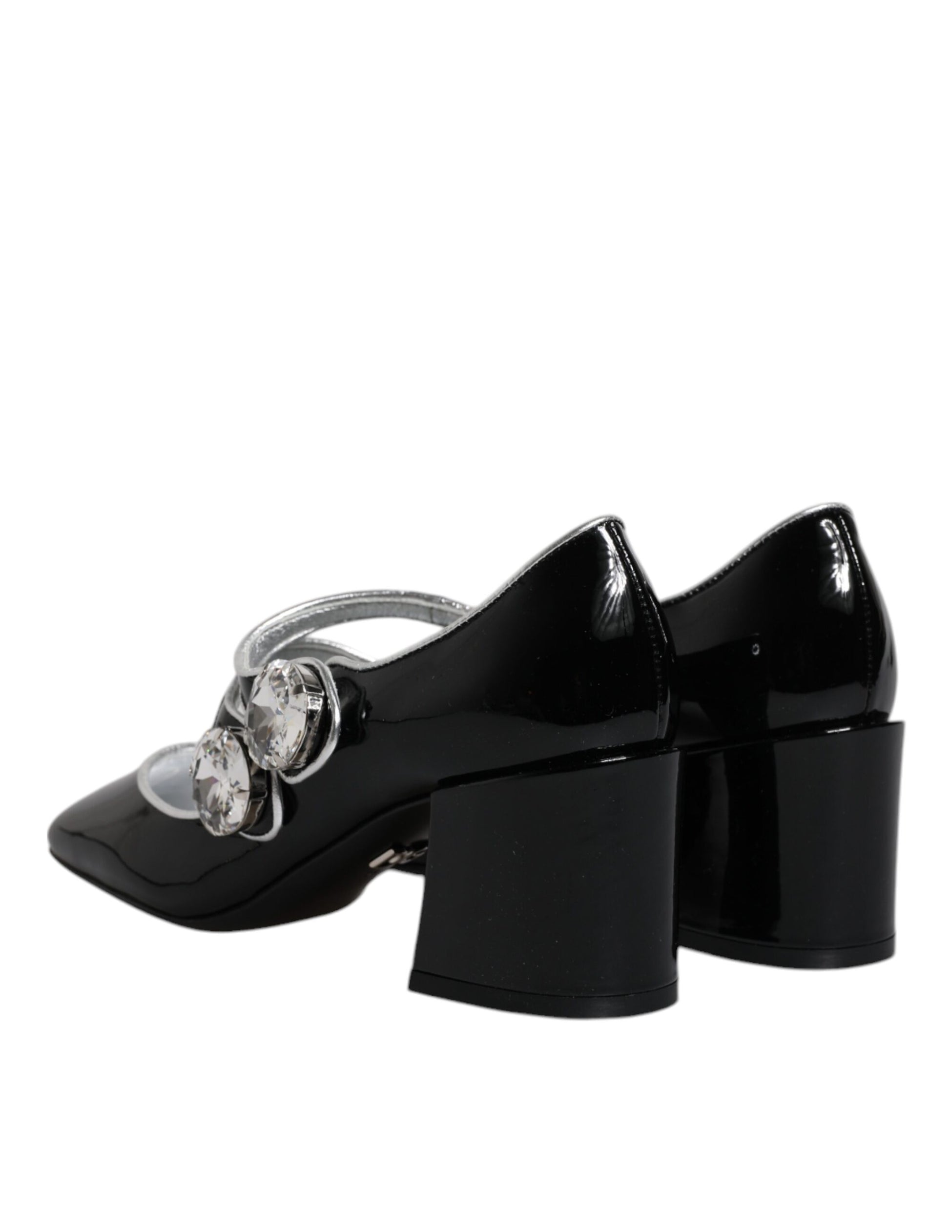 Dolce & Gabbana Black Patent Leather Crystal Mary Jane Pumps Shoes Curated Luxury Accessories by Orvyn