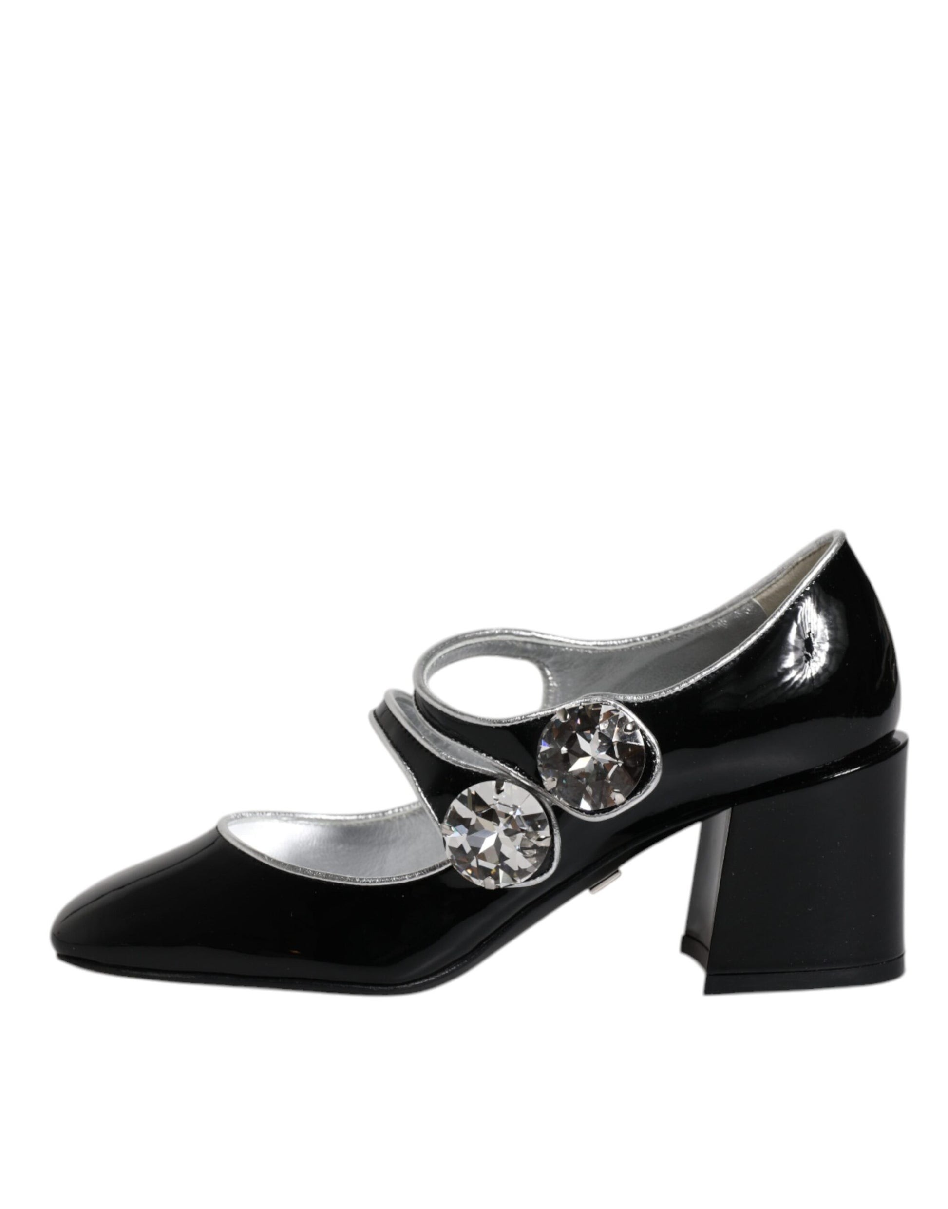 Dolce & Gabbana Black Patent Leather Crystal Mary Jane Pumps Shoes Curated Luxury Accessories by Orvyn