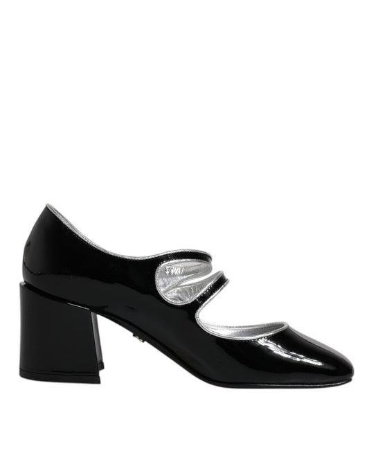 Dolce & Gabbana Black Patent Leather Crystal Mary Jane Pumps Shoes Curated Luxury Accessories by Orvyn