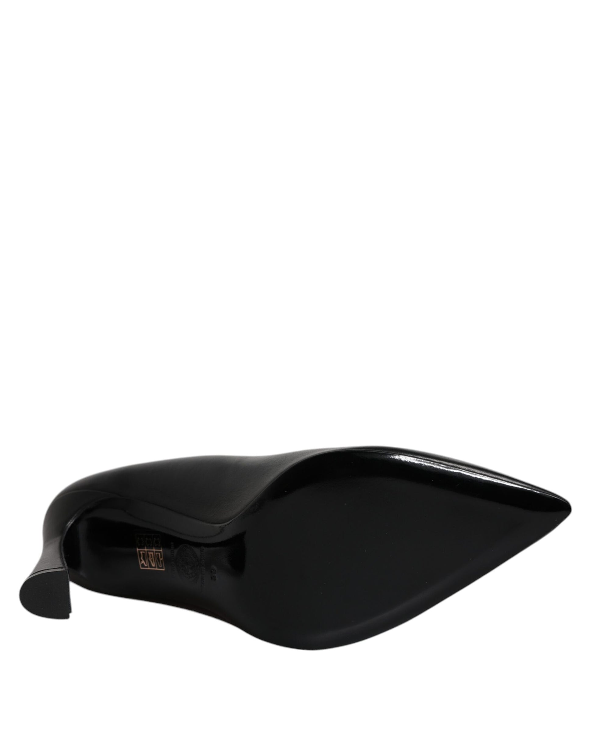 Versace Black Leather Logo Plaque High Heels Pumps Shoes Curated Luxury Accessories by Orvyn