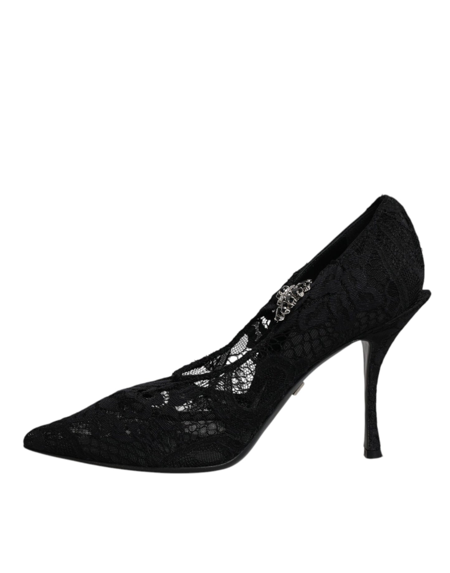 Dolce & Gabbana Black Lace Crystals Mary Jane Pumps Shoes Curated Luxury Accessories by Orvyn
