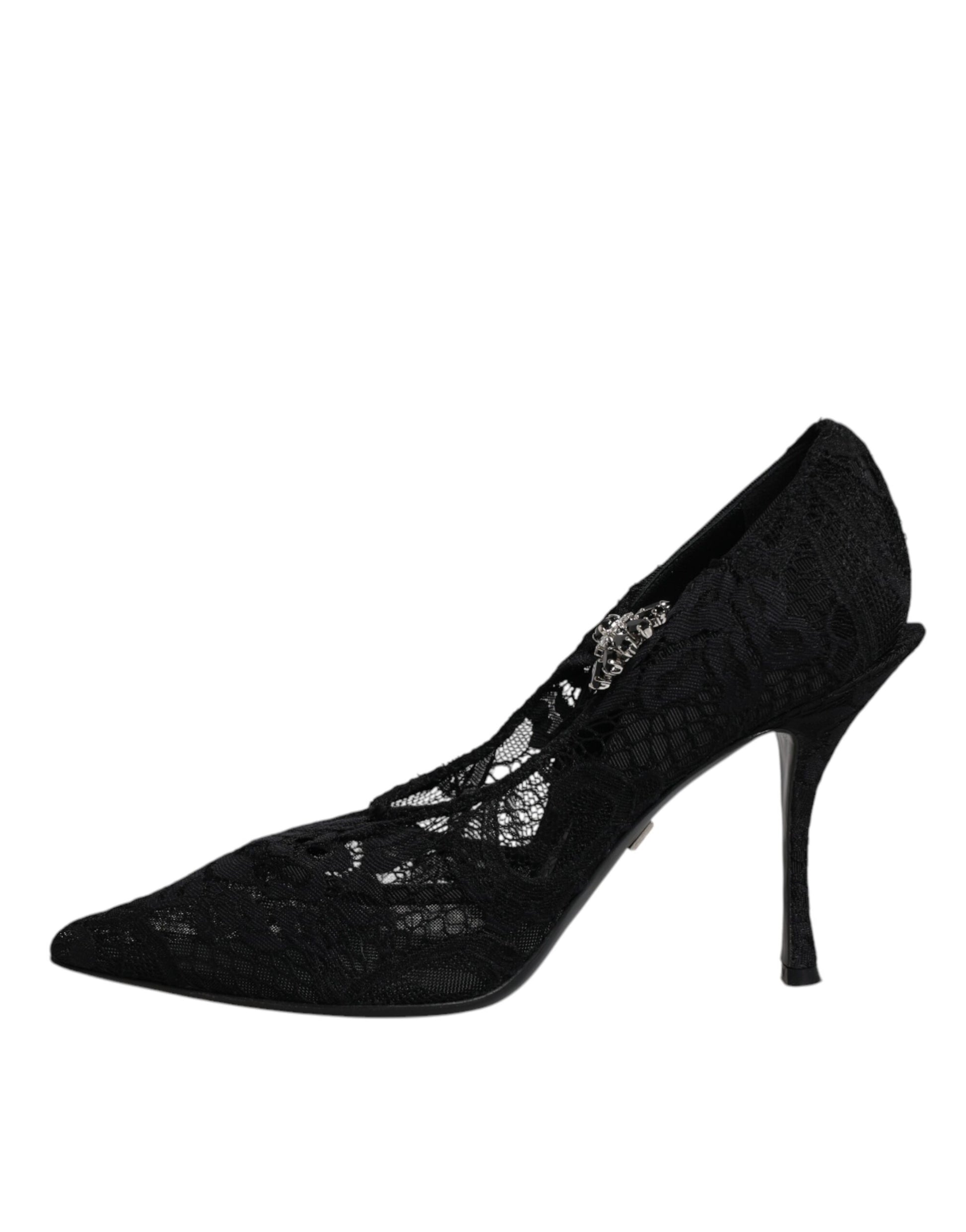 Dolce & Gabbana Black Lace Crystals Mary Jane Pumps Shoes Curated Luxury Accessories by Orvyn