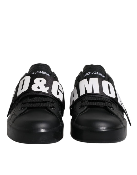 Dolce & Gabbana Black D&G AMORE Low Top Sneakers Shoes Curated Luxury Accessories by Orvyn
