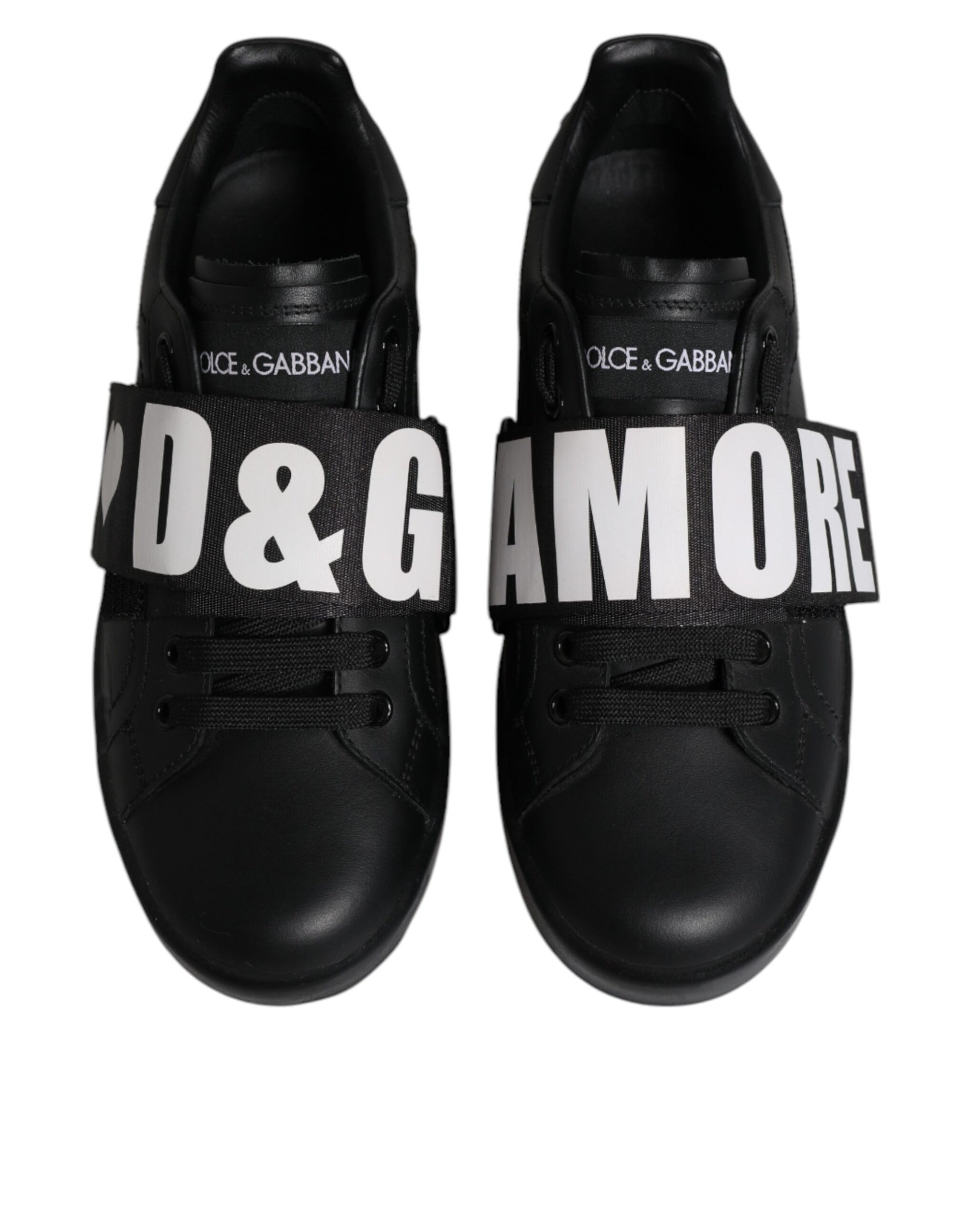 Dolce & Gabbana Black D&G AMORE Low Top Sneakers Shoes Curated Luxury Accessories by Orvyn