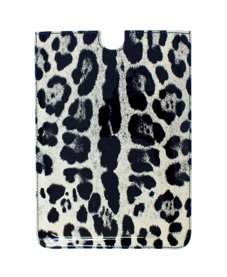 Dolce & Gabbana White Leopard Pattern Leather eBook Cover Tablet Case Curated Luxury Accessories by Orvyn
