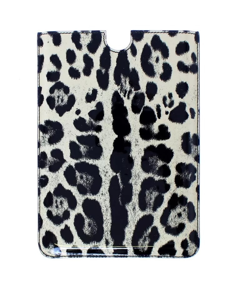 Dolce & Gabbana White Leopard Pattern Leather eBook Cover Tablet Case Curated Luxury Accessories by Orvyn