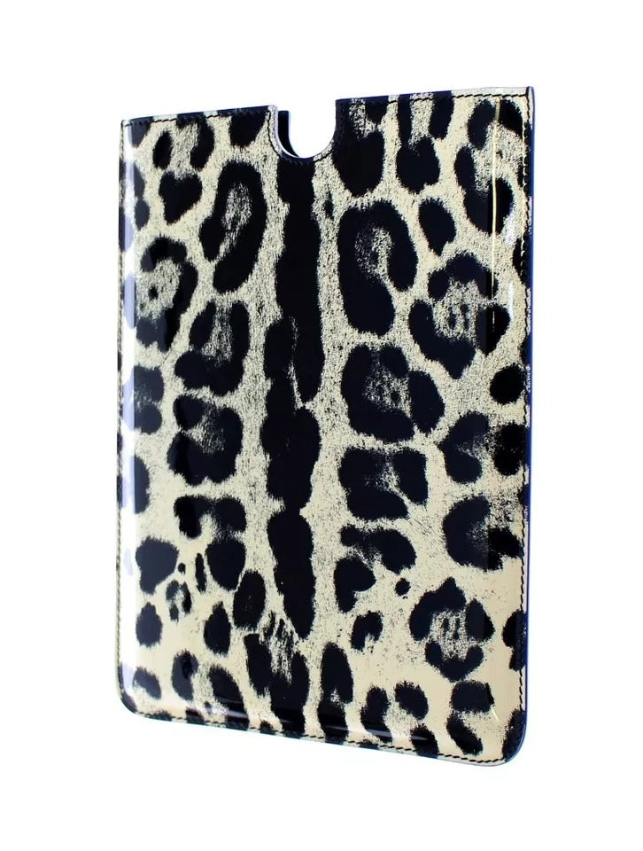Dolce & Gabbana White Leopard Pattern Leather eBook Cover Tablet Case Curated Luxury Accessories by Orvyn