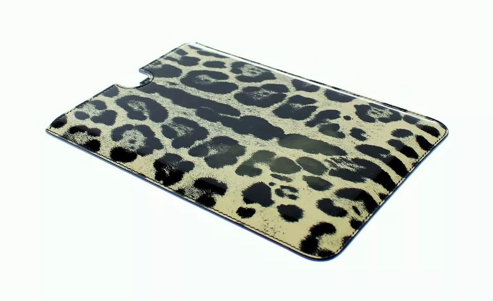 Dolce & Gabbana White Leopard Pattern Leather eBook Cover Tablet Case Curated Luxury Accessories by Orvyn
