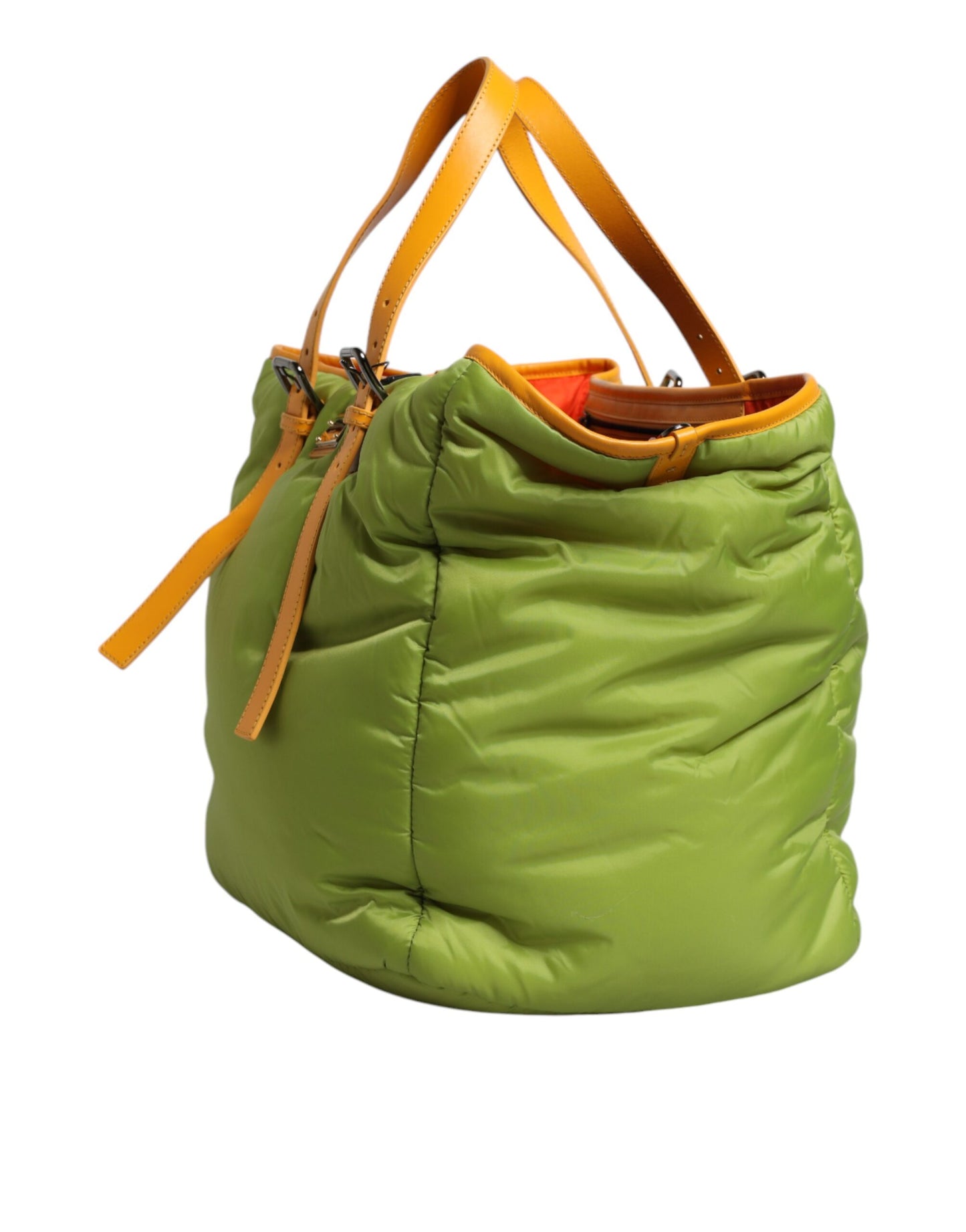 Dolce & Gabbana Green Nylon Padded Logo Plaque Tote Crossbody Bag Curated Luxury Accessories by Orvyn