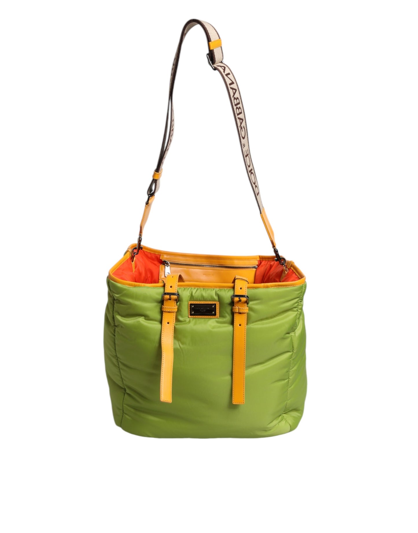 Dolce & Gabbana Green Nylon Padded Logo Plaque Tote Crossbody Bag Curated Luxury Accessories by Orvyn