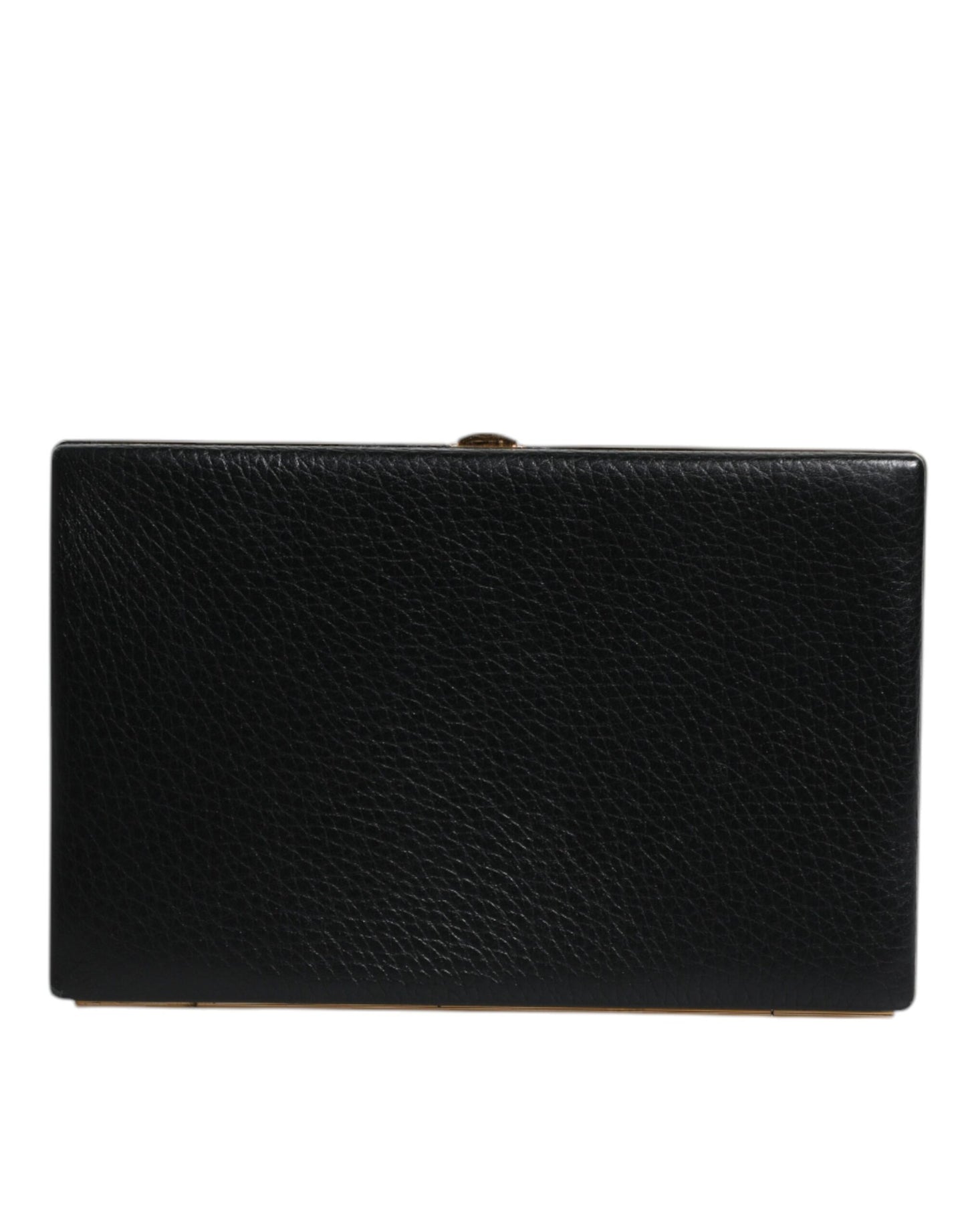 Dolce & Gabbana Black Leather Gold Frame Clutch Evening Party Purse Bag Curated Luxury Accessories by Orvyn