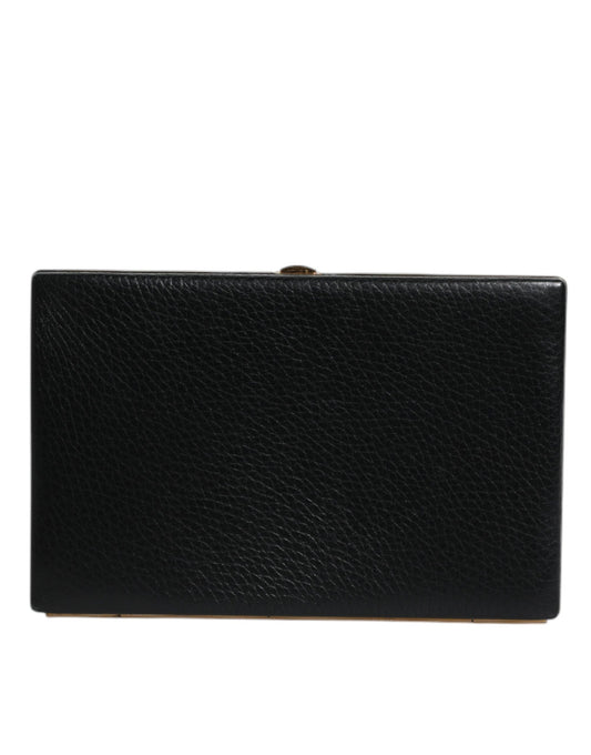 Dolce & Gabbana Black Leather Gold Frame Clutch Evening Party Purse Bag Curated Luxury Accessories by Orvyn