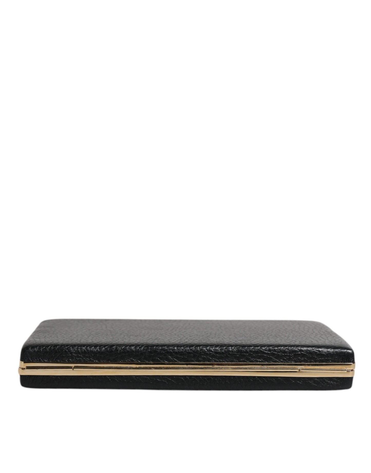 Dolce & Gabbana Black Leather Gold Frame Clutch Evening Party Purse Bag Curated Luxury Accessories by Orvyn