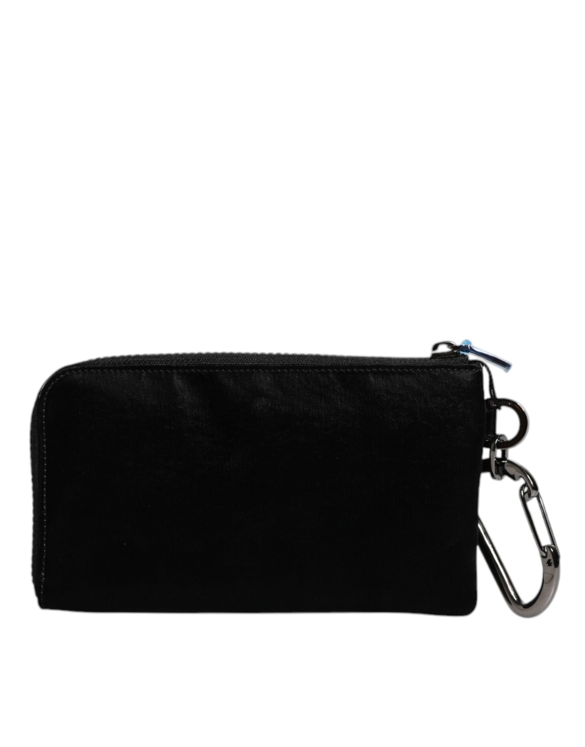 Dolce & Gabbana Black Nylon Logo Plaque Keyring Pouch Clutch Bag Curated Luxury Accessories by Orvyn