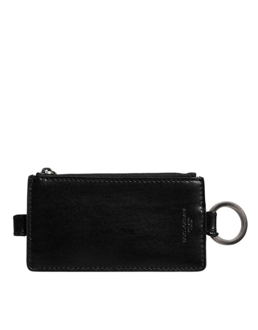 Dolce & Gabbana Black Horse Leather Lanyard Logo Card Holder Wallet Curated Luxury Accessories by Orvyn