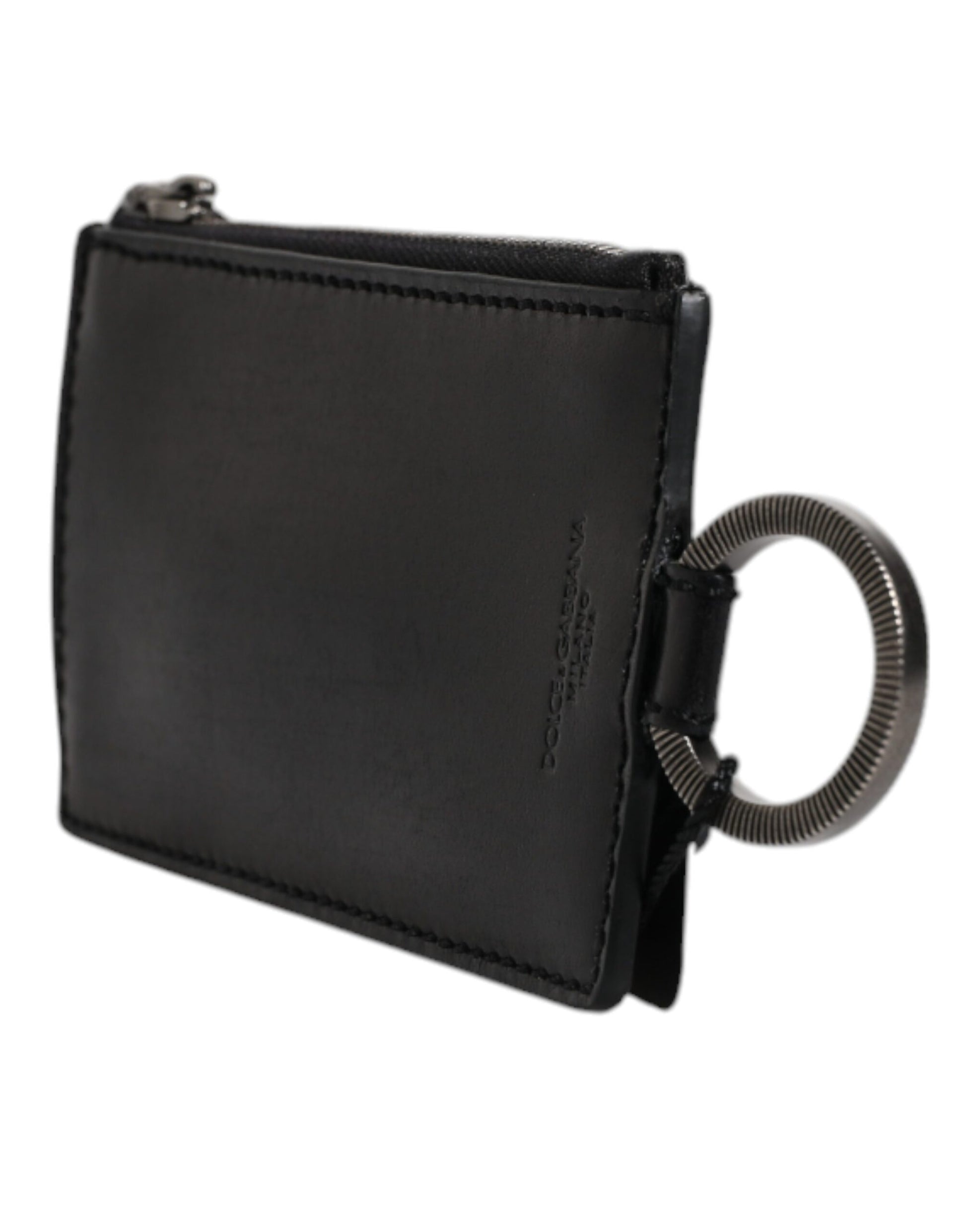 Dolce & Gabbana Black Horse Leather Lanyard Logo Card Holder Wallet Curated Luxury Accessories by Orvyn