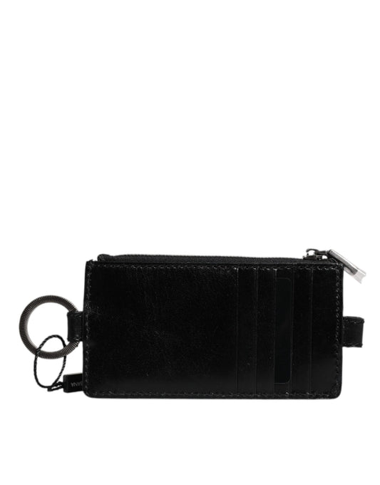 Dolce & Gabbana Black Horse Leather Lanyard Logo Card Holder Wallet Curated Luxury Accessories by Orvyn