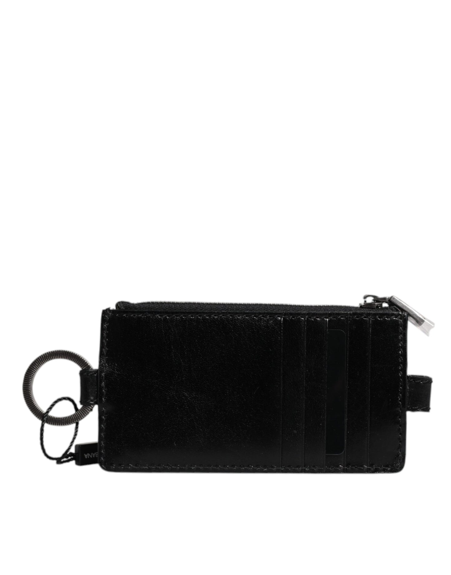 Dolce & Gabbana Black Horse Leather Lanyard Logo Card Holder Wallet Curated Luxury Accessories by Orvyn