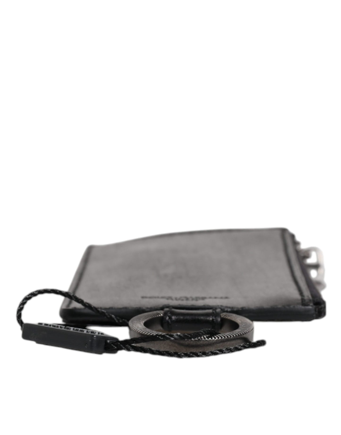 Dolce & Gabbana Black Horse Leather Lanyard Logo Card Holder Wallet Curated Luxury Accessories by Orvyn