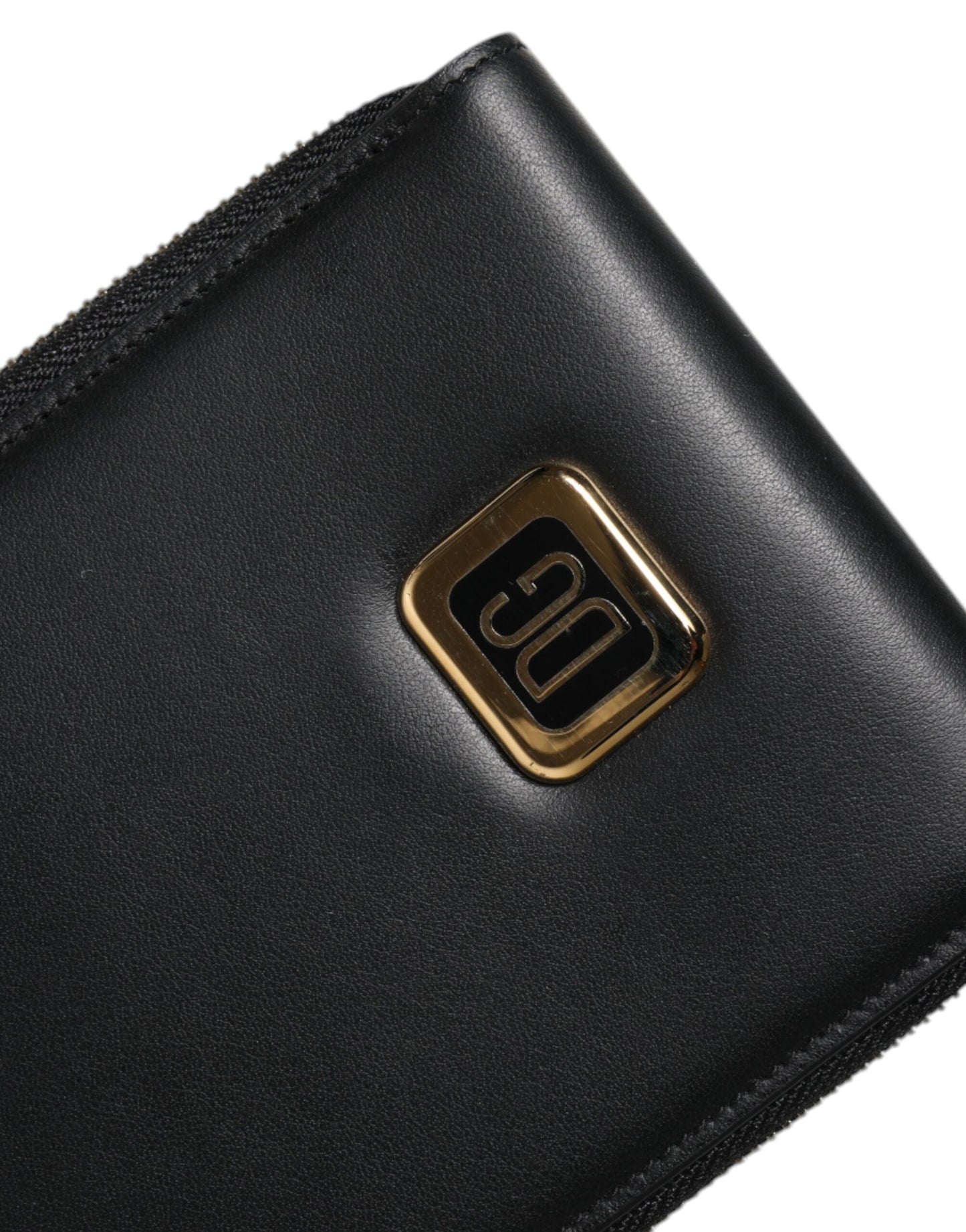 Dolce & Gabbana Black Leather Logo Plaque Neck Strap Card Coin Wallet Curated Luxury Accessories by Orvyn