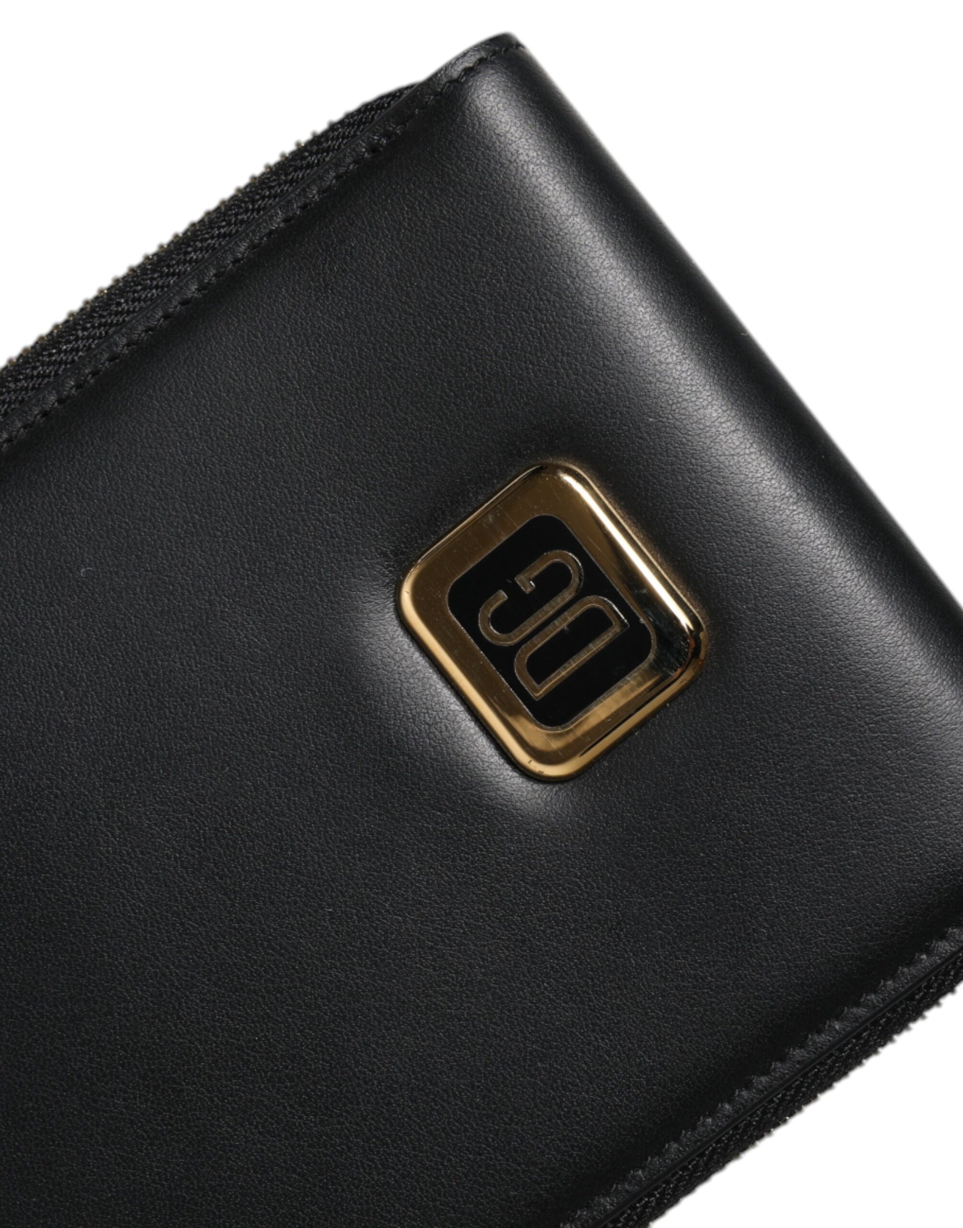 Dolce & Gabbana Black Leather Logo Plaque Neck Strap Card Coin Wallet Curated Luxury Accessories by Orvyn
