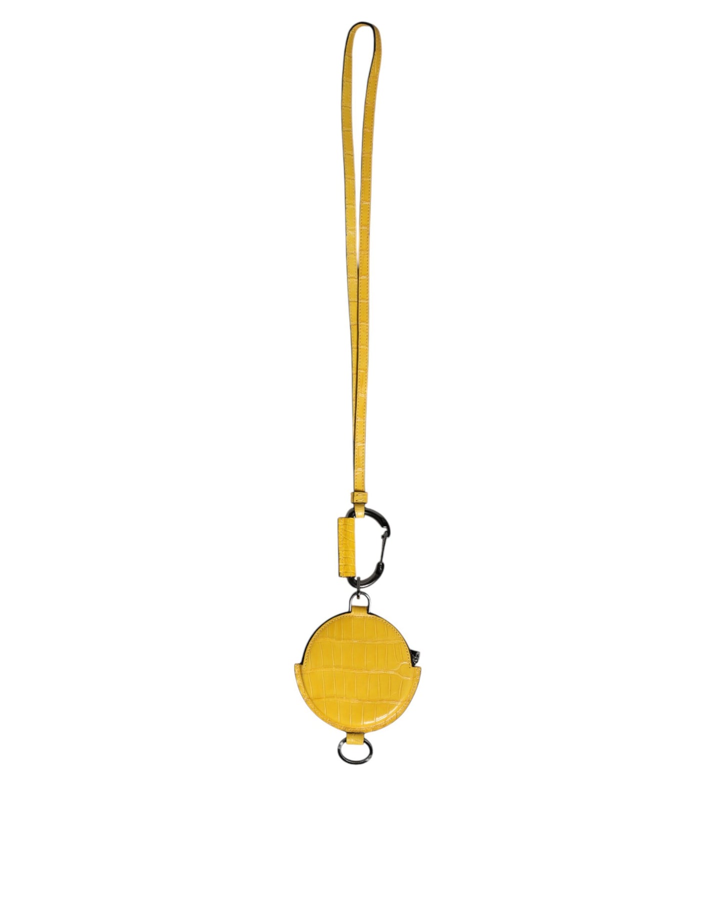 Dolce & Gabbana Yellow Round Leather DG Logo Coin Purse Lanyard Wallet Curated Luxury Accessories by Orvyn
