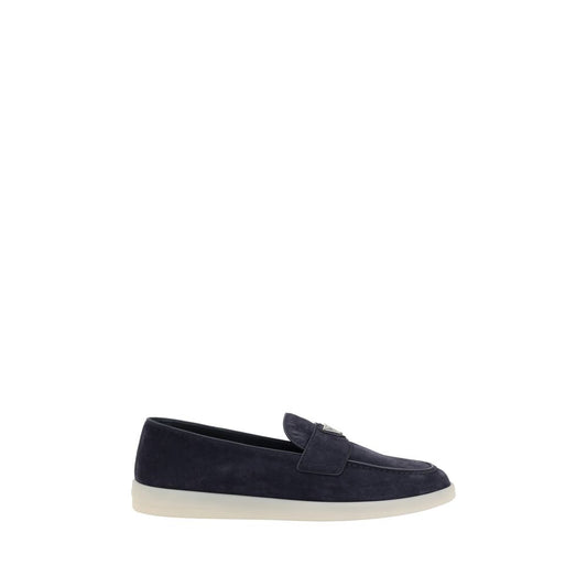 Prada Blue Calf Leather Bos Taurus Slip-On Loafers Curated Luxury Accessories by Orvyn