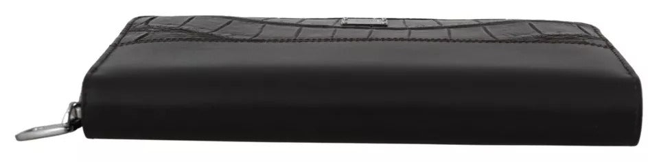 Dolce & Gabbana Brown Exotic Leather Zip Around Continental Clutch Wallet Curated Luxury Accessories by Orvyn