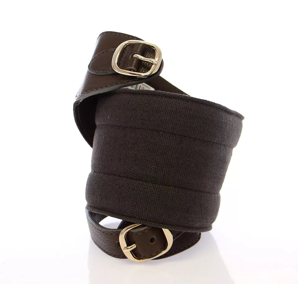 Dolce & Gabbana Brown D&G Leather Linnen Logo Belt Curated Luxury Accessories by Orvyn