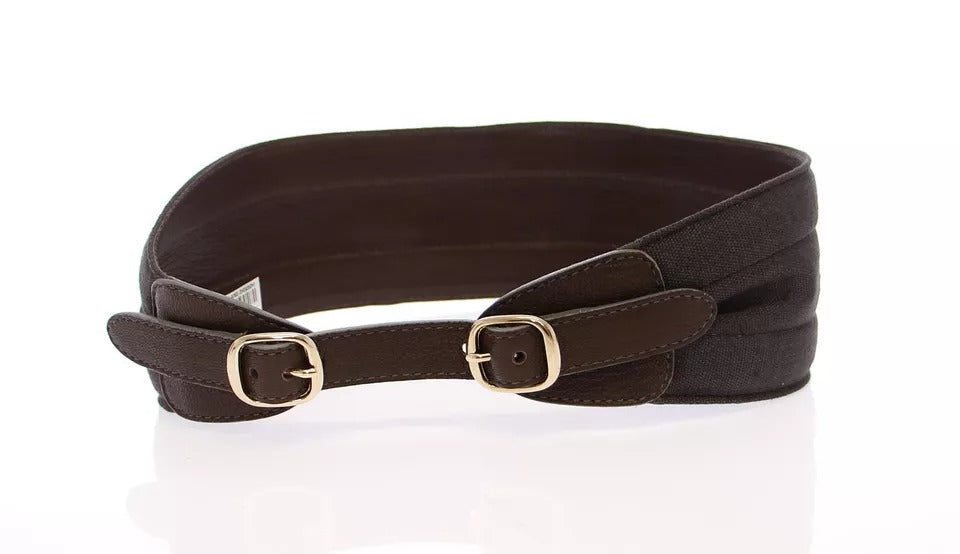 Dolce & Gabbana Brown D&G Leather Linnen Logo Belt Curated Luxury Accessories by Orvyn
