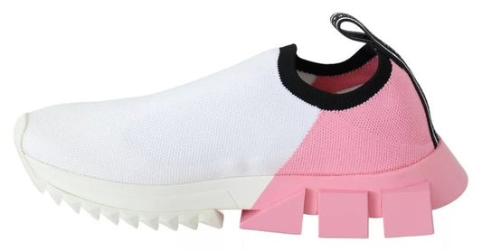 Dolce & Gabbana Pink White Logo Sorrento Sneakers Shoes Curated Luxury Accessories by Orvyn