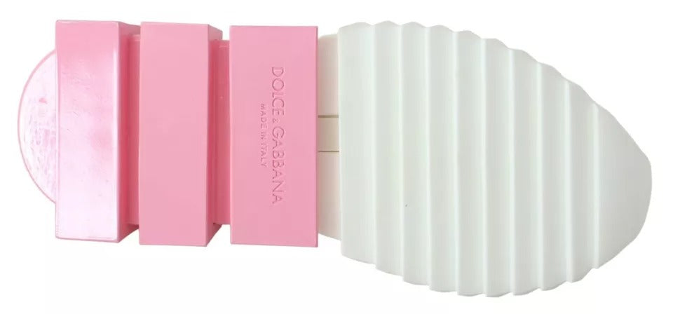 Dolce & Gabbana Pink White Logo Sorrento Sneakers Shoes Curated Luxury Accessories by Orvyn