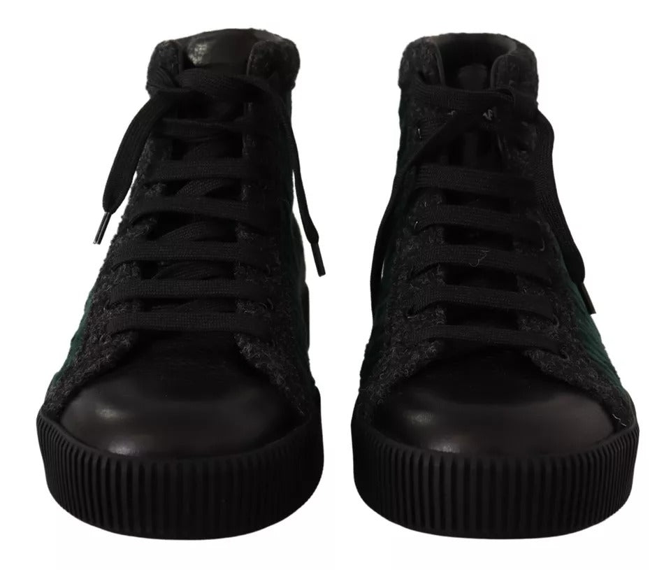 Dolce & Gabbana Green Corduroy High Tops Sneakers Mens Casual Shoes Curated Luxury Accessories by Orvyn