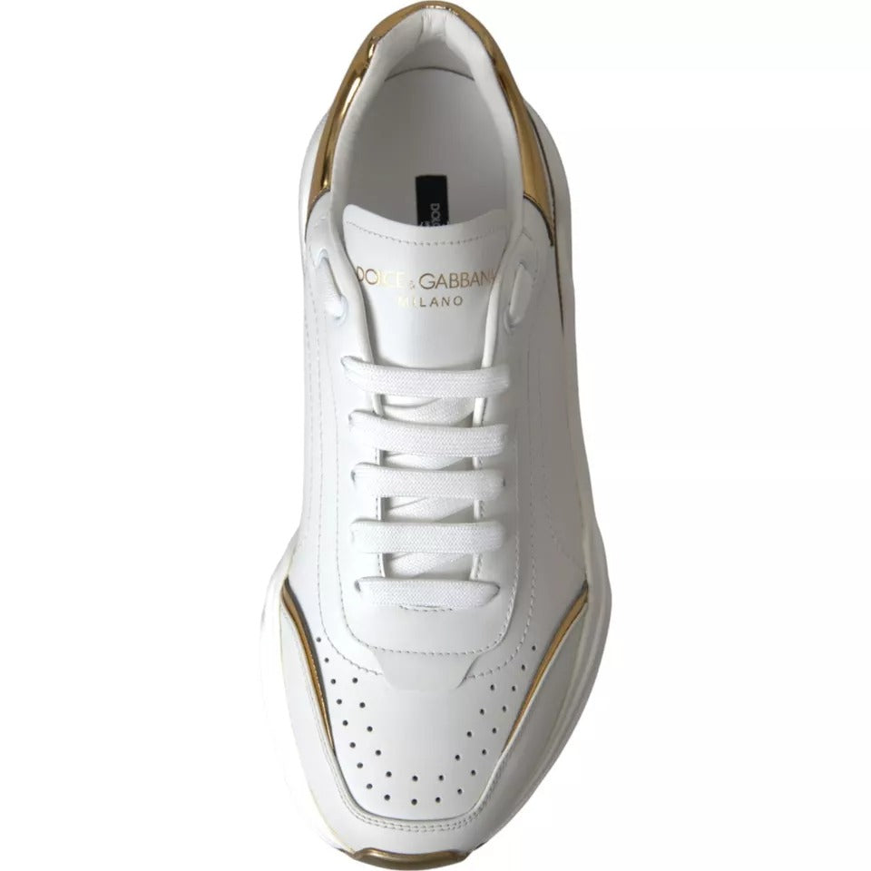 Dolce & Gabbana White Gold DAYMASTER Leather Sneakers Men Shoes Curated Luxury Accessories by Orvyn