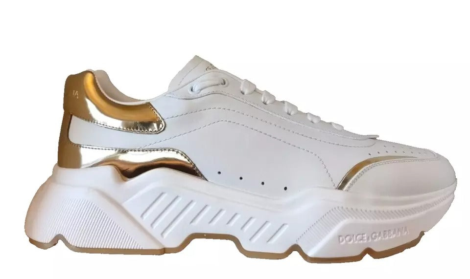 Dolce & Gabbana White Gold DAYMASTER Leather Sneakers Men Shoes Curated Luxury Accessories by Orvyn
