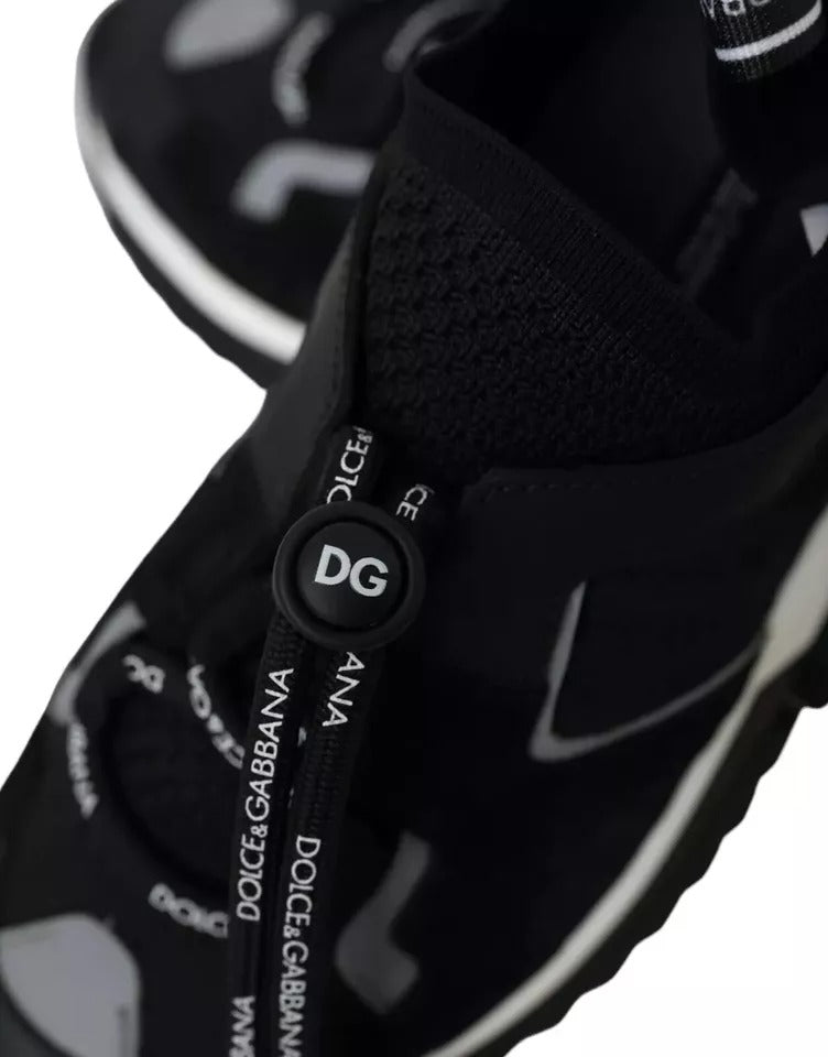 Dolce & Gabbana Black White Logo Sorrento Mens Sneakers Shoes Curated Luxury Accessories by Orvyn