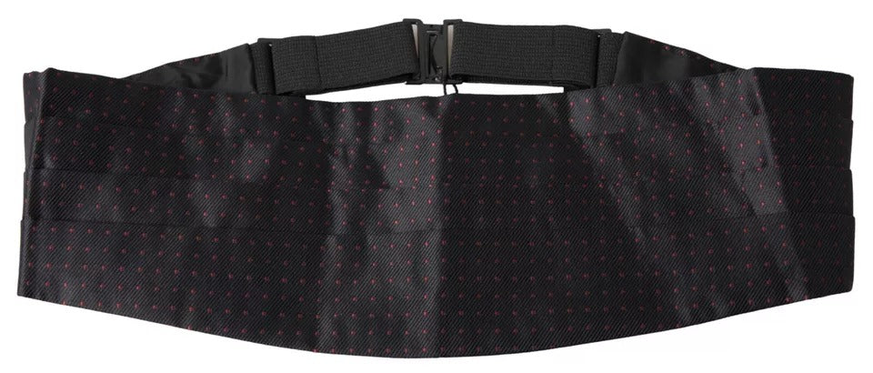 Dolce & Gabbana Black Silk Dotted Waist Tuxedo Belt Cummerbund Curated Luxury Accessories by Orvyn
