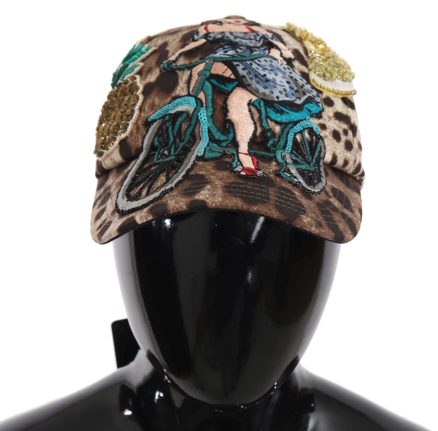 Dolce & Gabbana Brown Leopard Sequin Sicily Applique Baseball Hat Curated Luxury Accessories by Orvyn