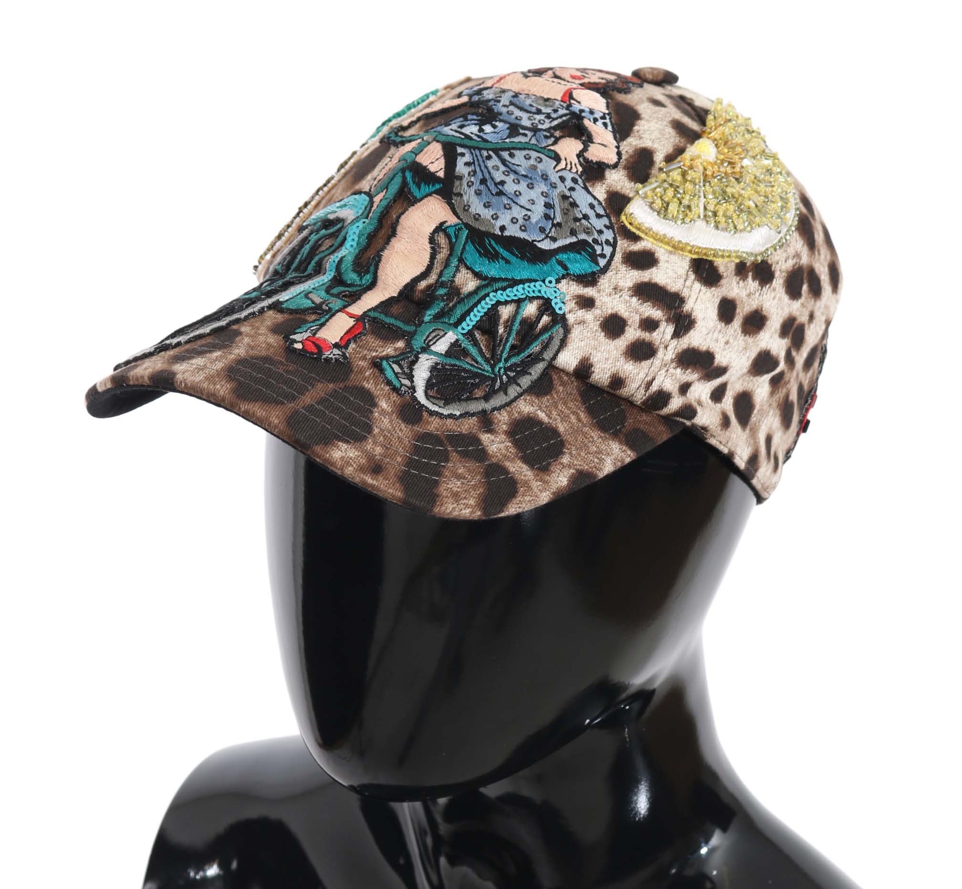 Dolce & Gabbana Brown Leopard Sequin Sicily Applique Baseball Hat Curated Luxury Accessories by Orvyn