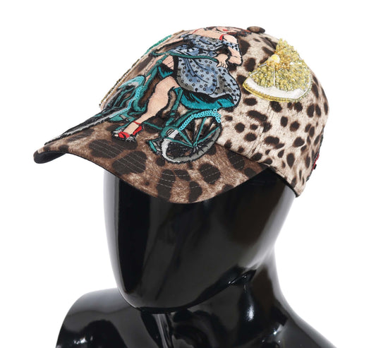 Dolce & Gabbana Brown Leopard Sequin Sicily Applique Baseball Hat Curated Luxury Accessories by Orvyn