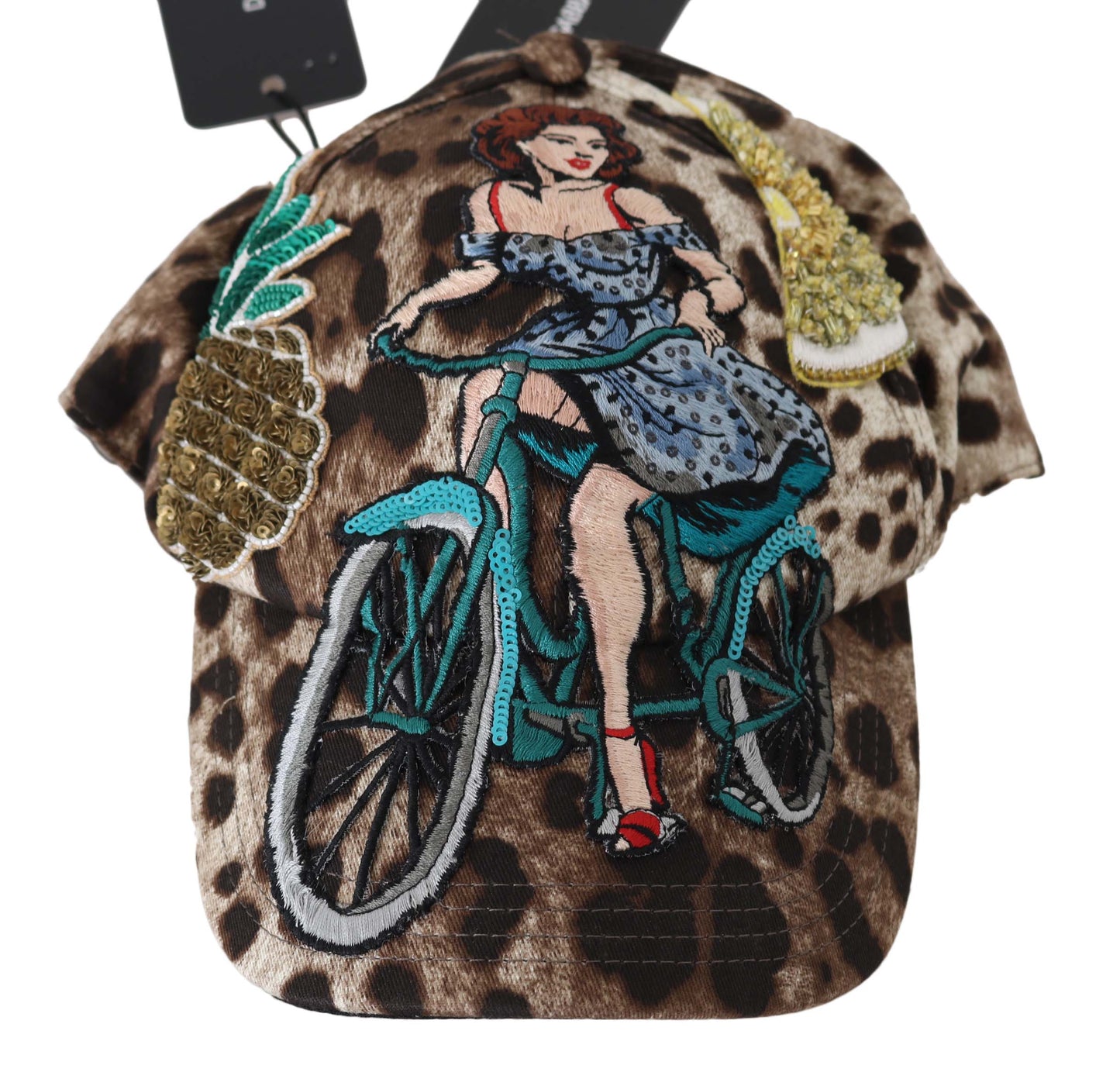 Dolce & Gabbana Brown Leopard Sequin Sicily Applique Baseball Hat Curated Luxury Accessories by Orvyn