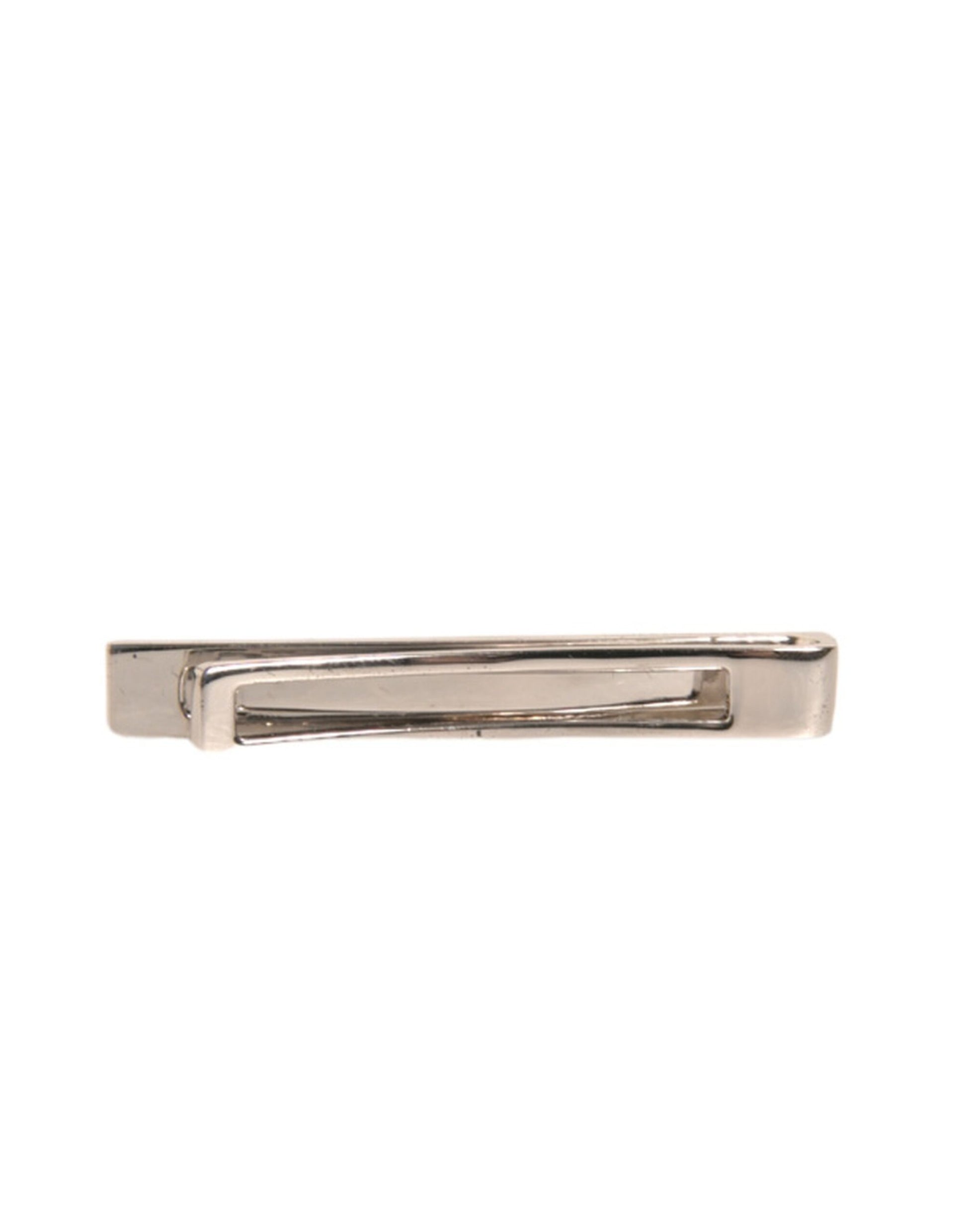 Dolce & Gabbana Silver Tone Brass Logo Branded Tie Clip Bar Curated Luxury Accessories by Orvyn