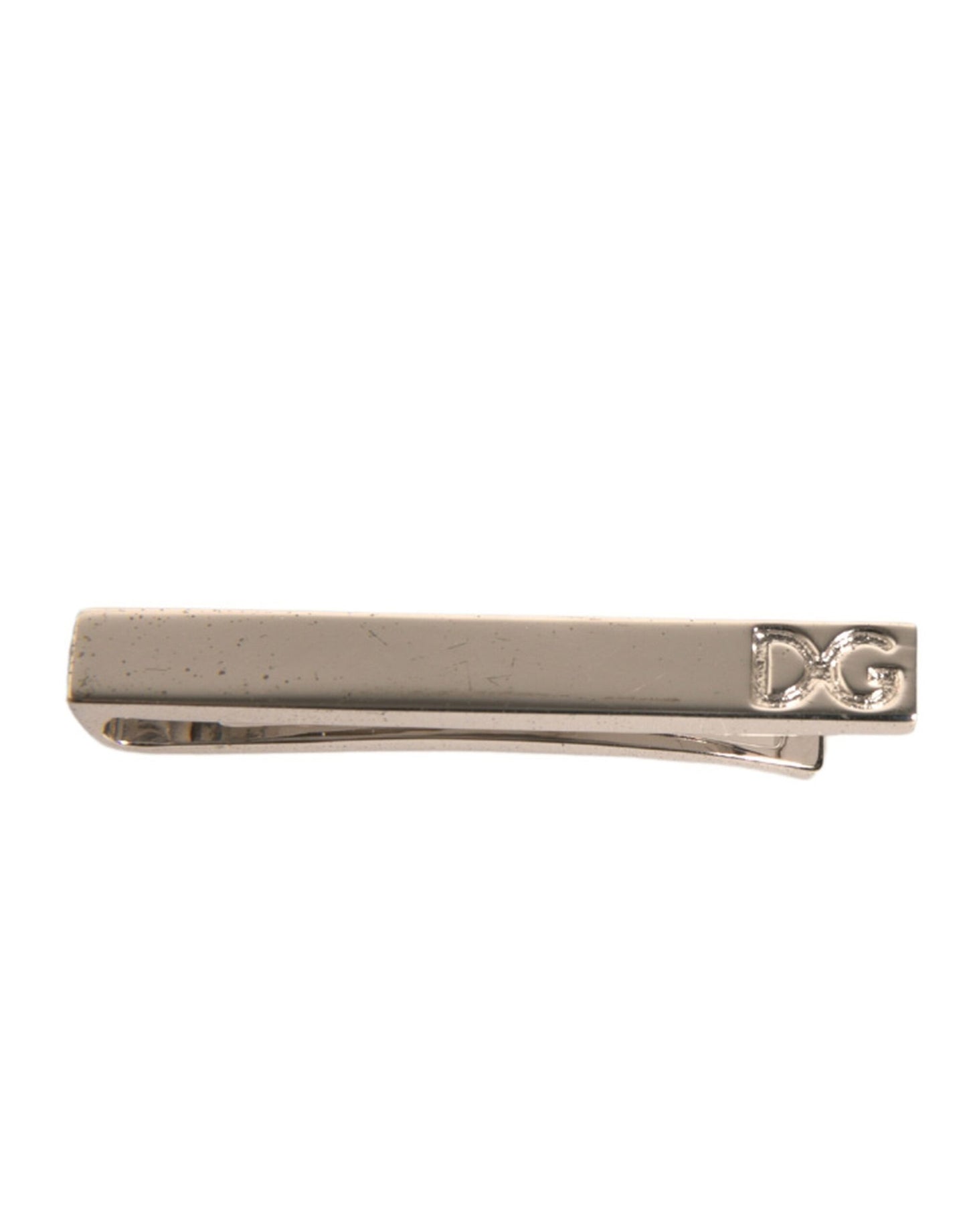 Dolce & Gabbana Silver Tone Brass Logo Branded Tie Clip Bar Curated Luxury Accessories by Orvyn