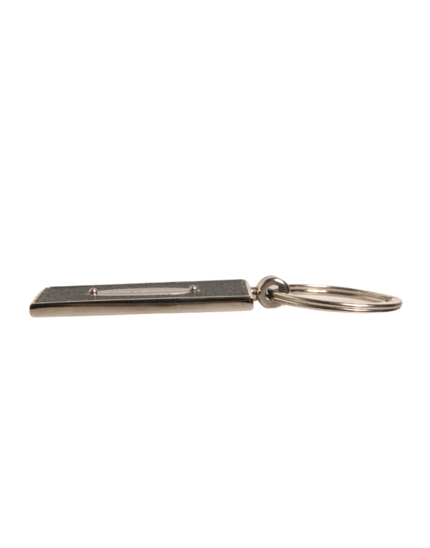 Dolce & Gabbana Black Leather Logo Metal Ring Keychain Keyring Curated Luxury Accessories by Orvyn