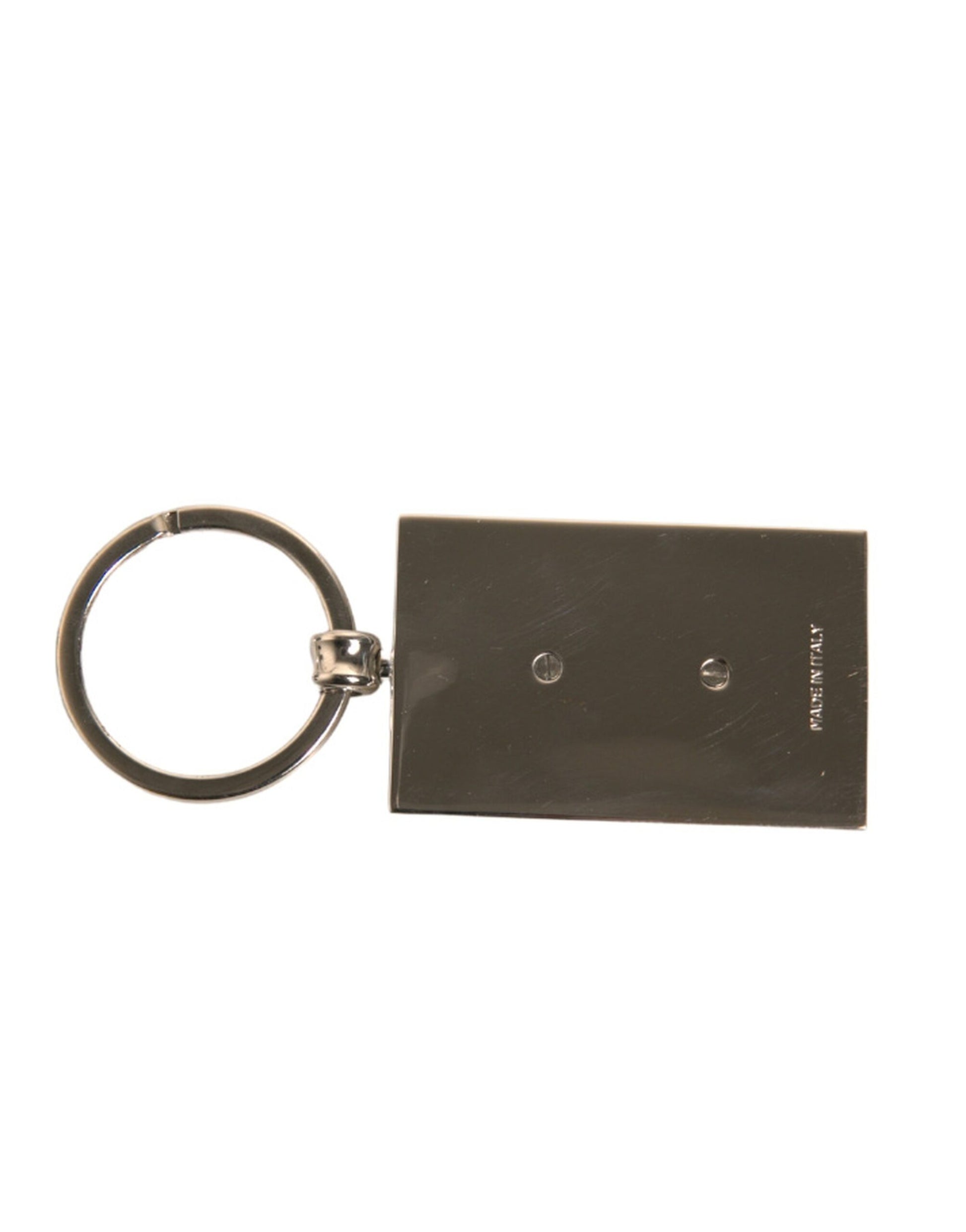 Dolce & Gabbana Black Leather Logo Metal Ring Keychain Keyring Curated Luxury Accessories by Orvyn