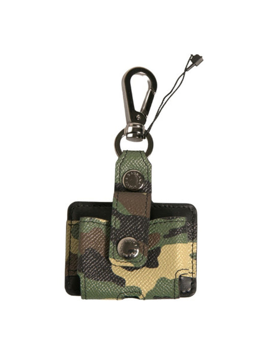Dolce & Gabbana Multicolor Camouflage Leather Metal Airpods Case Curated Luxury Accessories by Orvyn