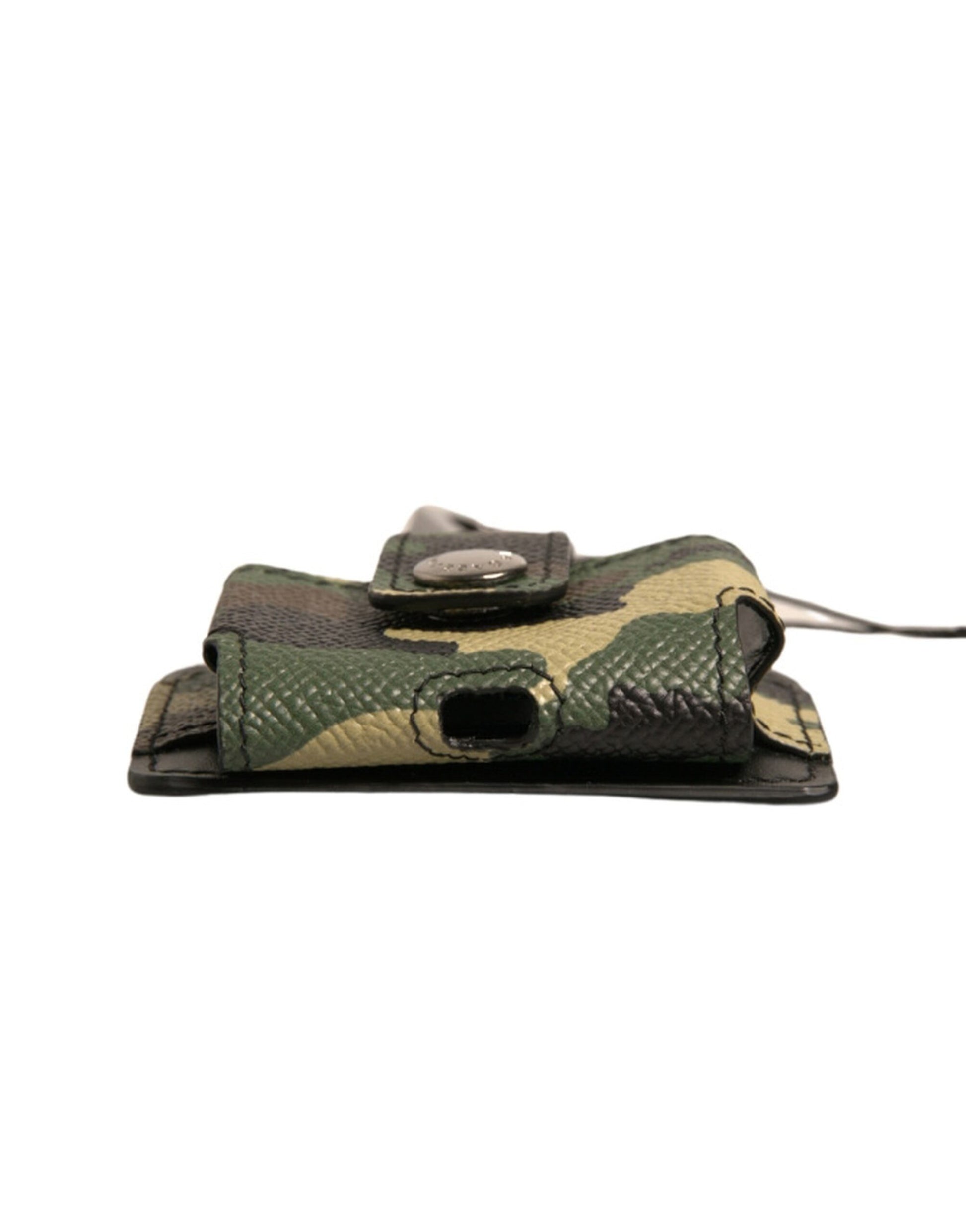 Dolce & Gabbana Multicolor Camouflage Leather Metal Airpods Case Curated Luxury Accessories by Orvyn