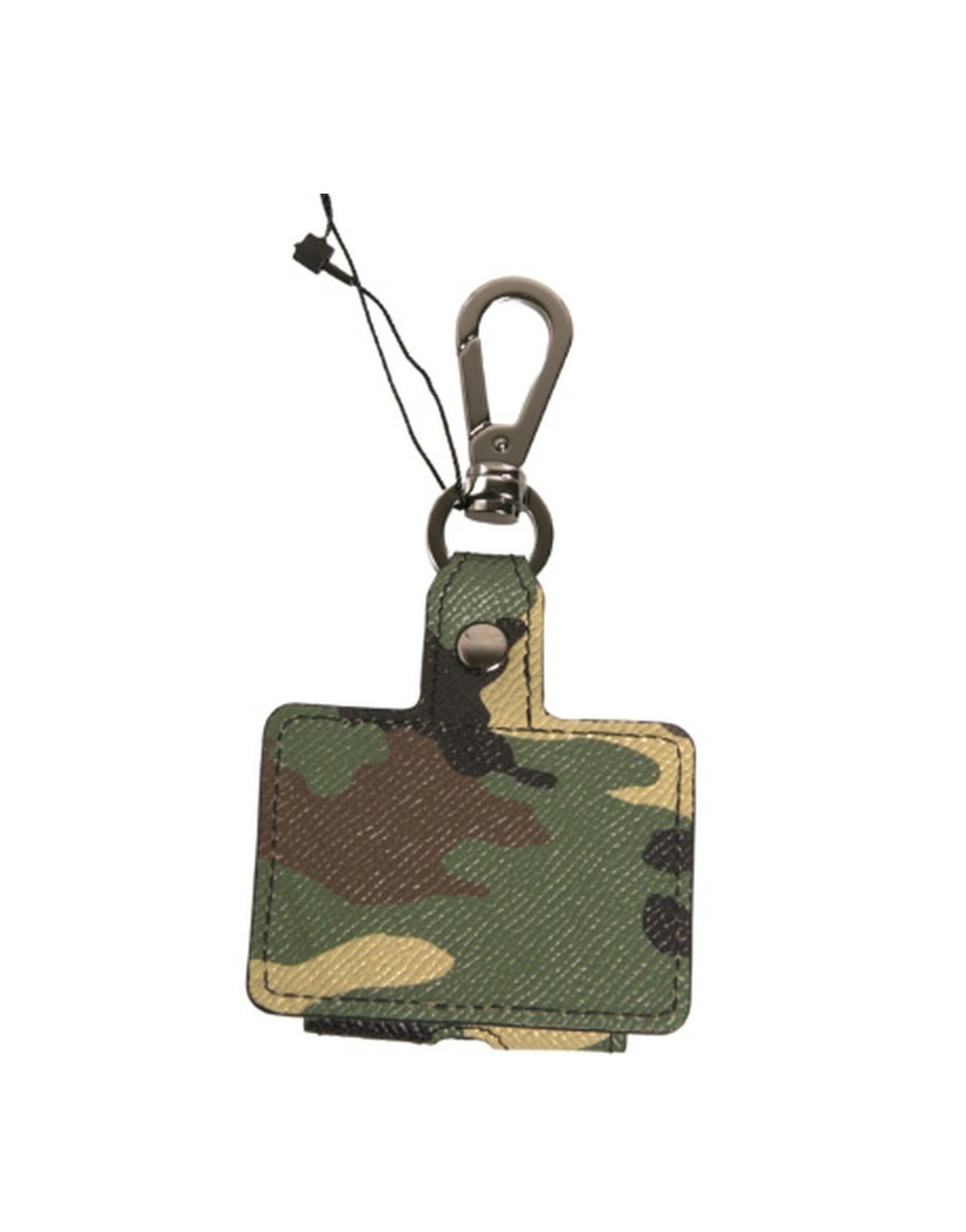 Dolce & Gabbana Multicolor Camouflage Leather Metal Airpods Case Curated Luxury Accessories by Orvyn